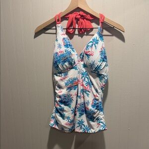 Tommy Bahama Blue and Coral Tropical One Piece
